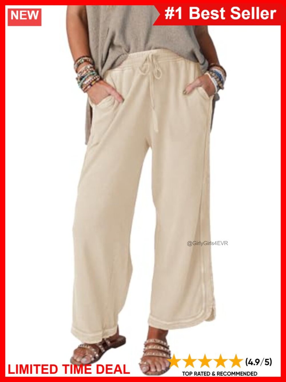 Women's Wide Leg High Waist Drawstring Sweatpants with Pockets